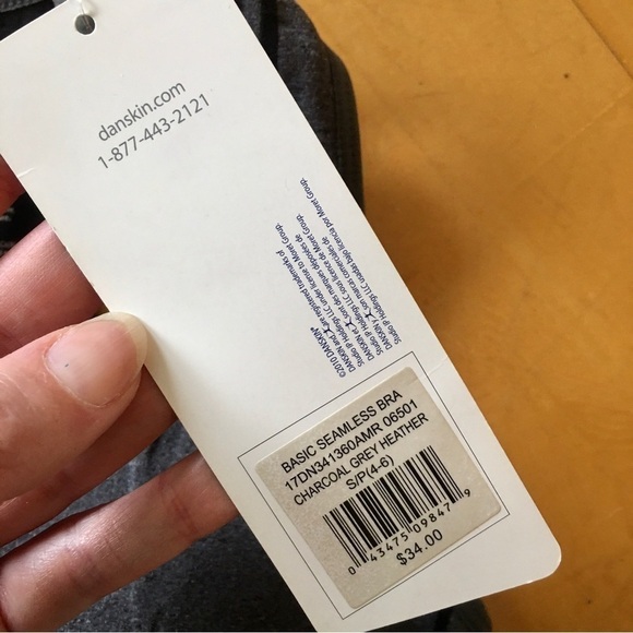 Danskin Seamless Racerback Sports Bra, Gray, Black, Size S - Picture 4 of 9